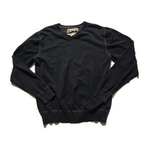 BKE Athletic Fit Cotton Sweater V Neck Black Brown Mens Medium